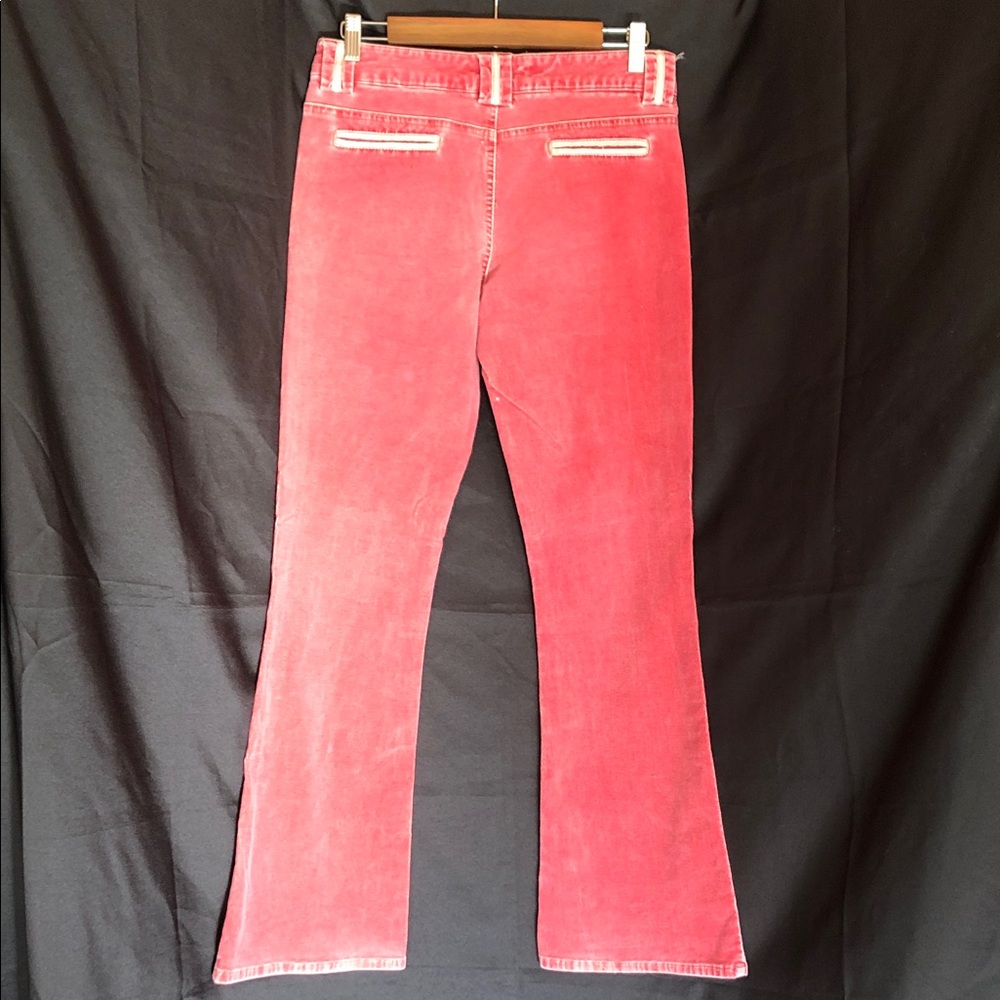 Vibrant pink Flare velvet Jeans for Women - Picture 4 of 12